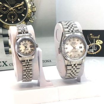 ست ساعت رولکس زنانه و مردانه نقره ای