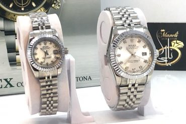 ست ساعت رولکس زنانه و مردانه نقره ای