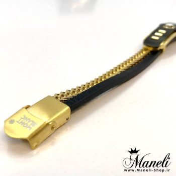 دستبند چرم و طلائی