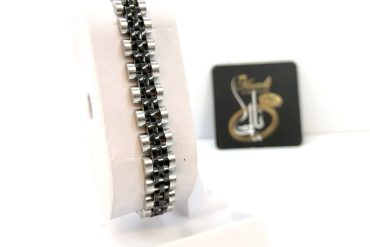 دستبند رولکس مشکی نقره ای rolex