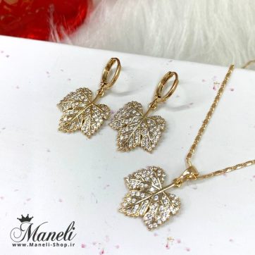 نیم ست نگین دار برگ