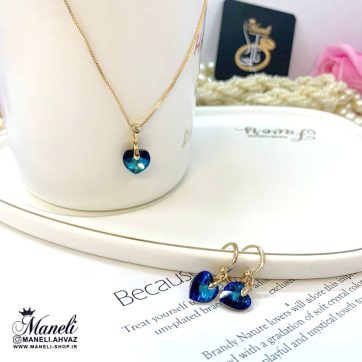 نیم ست سواروسکی قلب آبی ژوپینگ 1401009