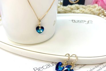 نیم ست سواروسکی قلب آبی ژوپینگ 1401009