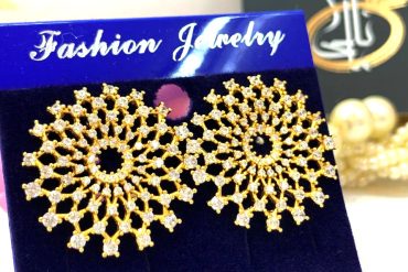 گوشواره فول نگین طلائی mfy57