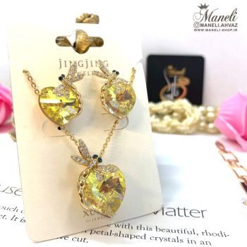 نیم ست نگین سواروسکی زرد