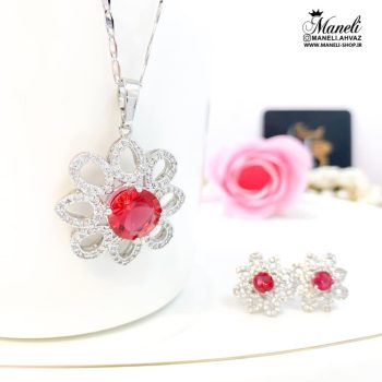 نیم ست نگین قرمز