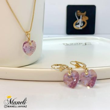 نیم ست سواروسکی قلب گلبهی ژوپینگ mxip241