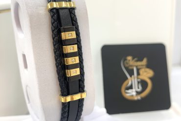 دستبند مردانه چرم سه ردیفه