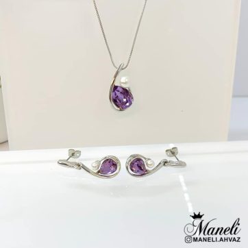 نیم ست سواروسکی بنفش کلیو