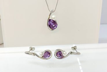 نیم ست سواروسکی بنفش کلیو