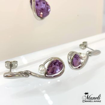 گوشواره سواروسکی بنفش