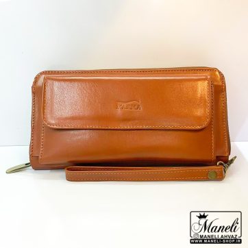 کیف دستی چرم عسلی و مشکی