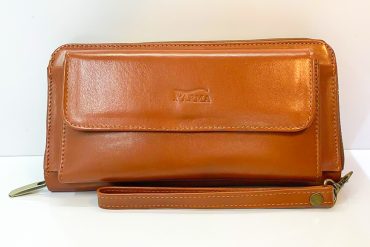 کیف دستی چرم عسلی و مشکی