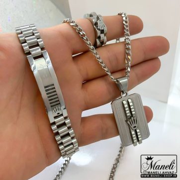 ست دستبند و گردنبند رولکس مردانه 14010928