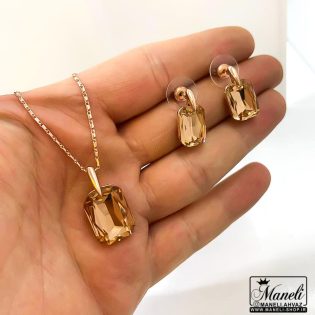 نیم ست سواروفسکی رزگلد کلیو