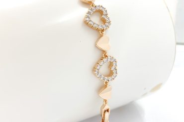 دستبند قلب نگین دار رنگ ثابت | ضدحساسیت | ژوپینگ 14011008