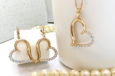 نیم ست قلب نگینی