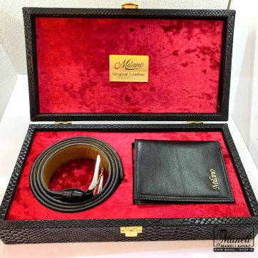 ست کیف و کمربند چرم گاوی