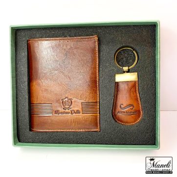 ست مردانه کیف پولی و جاکلیدی چرم