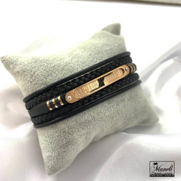 دستبند چرم مردانه مشکی