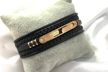 دستبند چرم مردانه مشکی