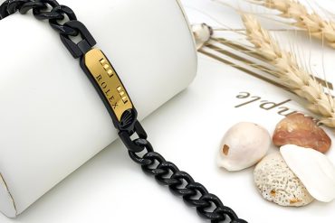 دستبند رولکس مشکی طلائی