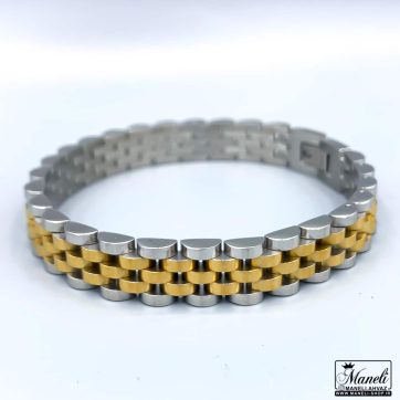 دستبند رولکس مردانه نقره ای طلایی | استیل رنگ ثابت