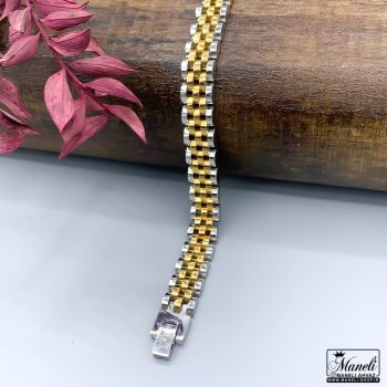 دستبند رولکس مردانه نقره ای طلایی