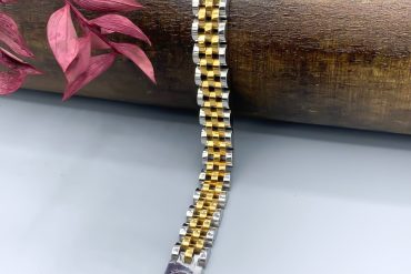 دستبند رولکس مردانه نقره ای طلایی