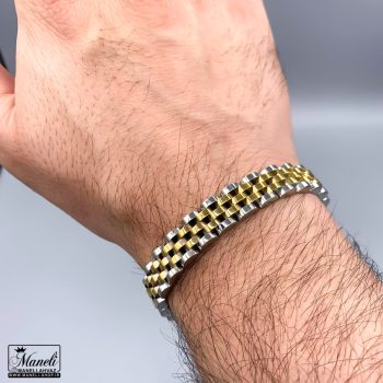 دستبند رولکس مردانه نقره ای طلایی | استیل رنگ ثابت 14020230