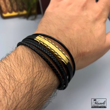 دستبند چرم مردانه برند رولکس | چهارردیفه