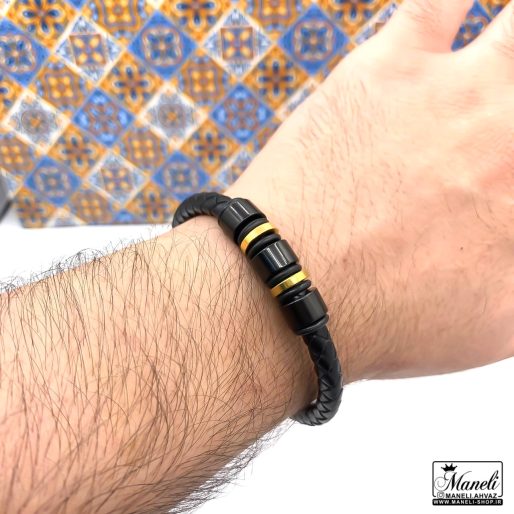 دستبند چرم بافت زیبا با قفل مگنتی