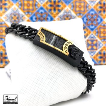 دستبند مردانه استیل مشکی با لوگوی ورساچه، ضد حساسیت و رنگ ثابت 14020430 - Image 2