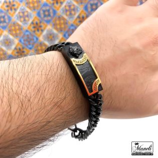 دستبند مردانه استیل مشکی با لوگوی ورساچه