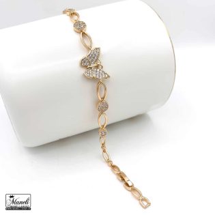 دستبند شل زنانه با طرح پروانه و رنگ طلایی