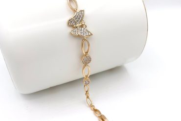 دستبند شل زنانه با طرح پروانه و رنگ طلایی