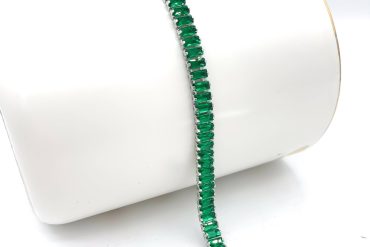 دستبند زنانه تنیسی نگین سبز بدلیجات رنگ ثابت