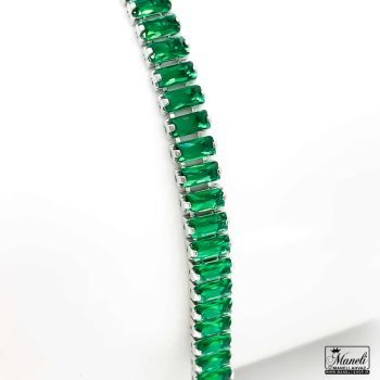 دستبند زنانه تنیسی نگین سبز : بدلیجات رنگ ثابت 14020505 - Image 2