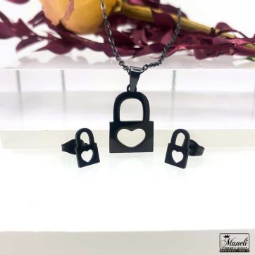 نیم ست قفل مینیمال استیلی مشکی