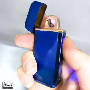 فندک شارژی پره‌ای برند لایتر با رنگ آبی کاربنی