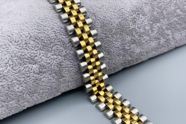 دستبند رولکس مردانه پهن دو رنگ استیل با رنگ ثابت