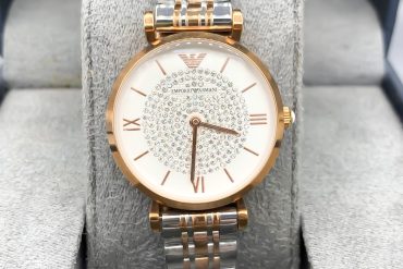 ساعت زنانه امپریو آرمانی سیلور رزگلد با صفحه نگین دار