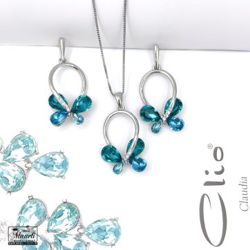 نیم ست پروانه کلیو با سنگ تانزانیت و روکش پالادیوم