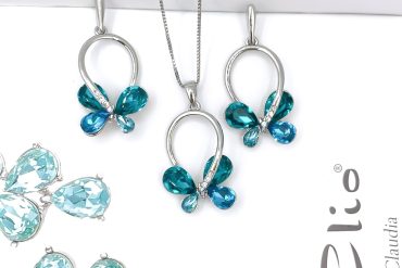 نیم ست پروانه کلیو با سنگ تانزانیت و روکش پالادیوم