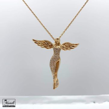 گردنبند ژوپینگ طرح فرشته با نگین های مخراج شده