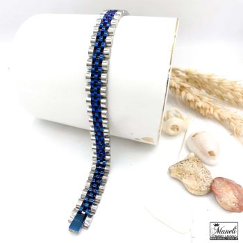 دستبند رولکس سیلور آبی کاربنی