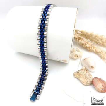 دستبند رولکس سیلور آبی کاربنی