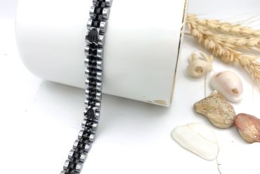 دستبند رولکس مشکی سیلور با لوگوی رولکس