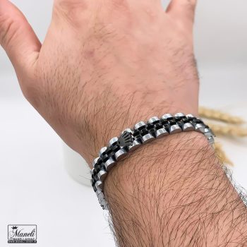 دستبند رولکس مشکی سیلور مردانه