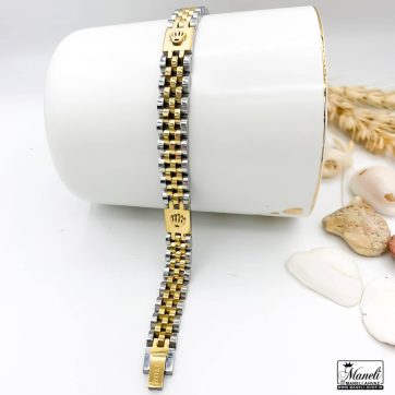 دستبند رولکس استیل سیلور طلایی مردانه